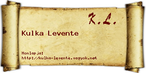 Kulka Levente névjegykártya